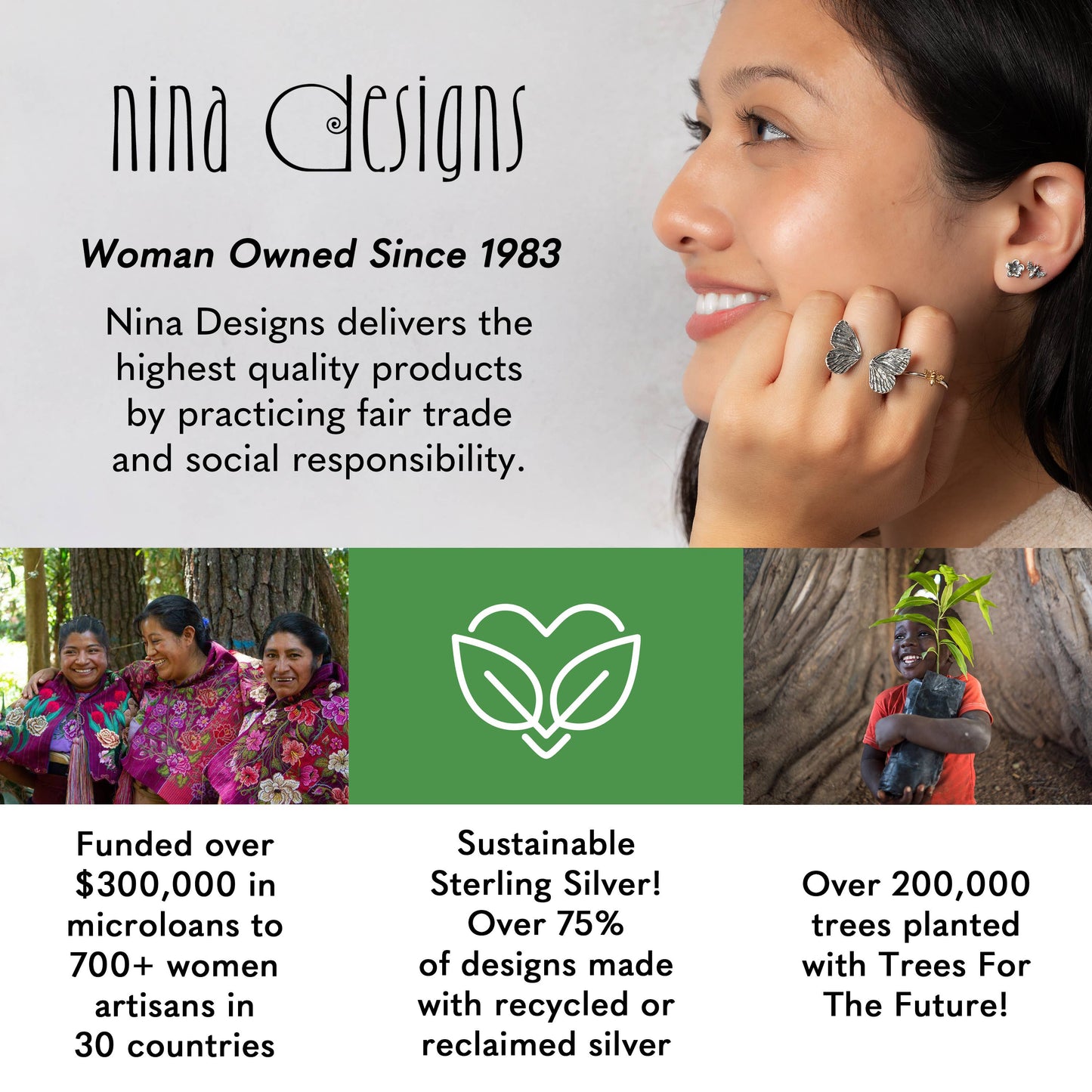 Silver Branch Ring with Bronze Cherry Blossom - Adjustable