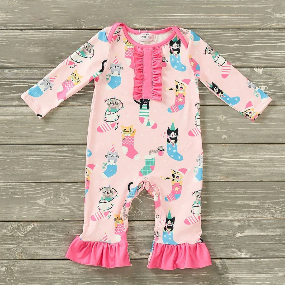 9-12m Meowy Christmas - Girl Romper