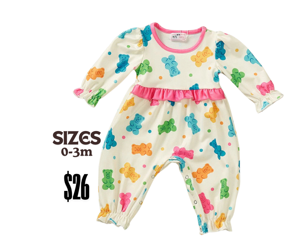 Go Go Gummy - Girl Romper 0-3m