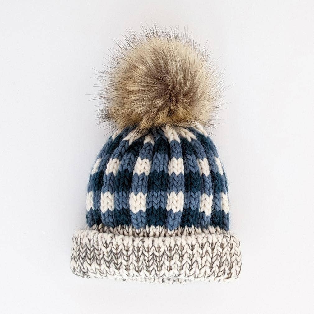 Huggalugs - Atlantic Buffalo Check Pom Pom Beanie Hat Baby & Kids