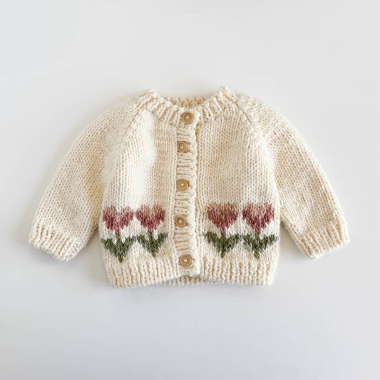 Figgy Friends - Tulip Flower Cardigan Baby Spring Sweater Apparel