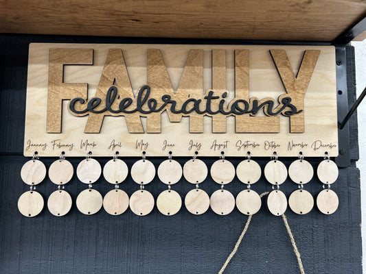Family Celebration Tracker- Made to Order