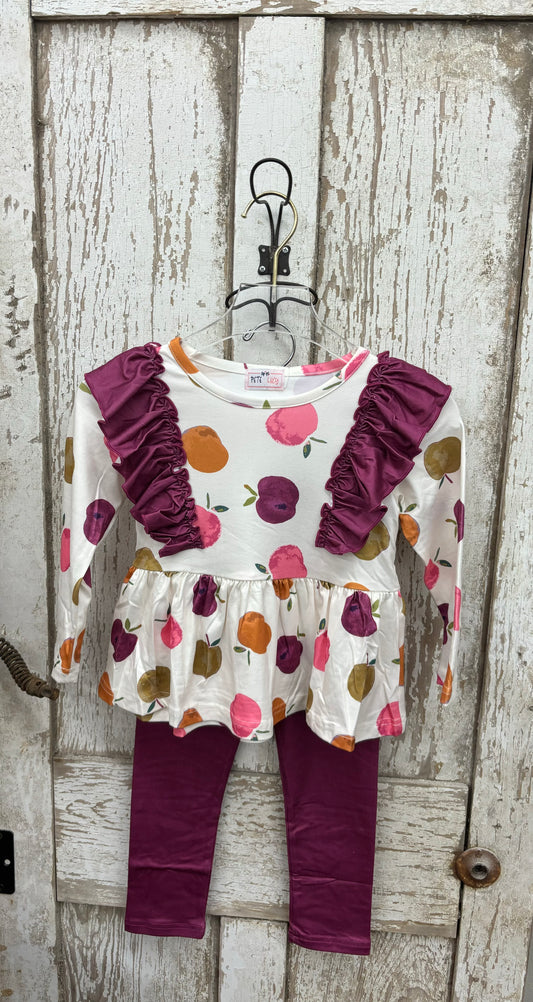 Apple Picking Party Pant Set Size 3T