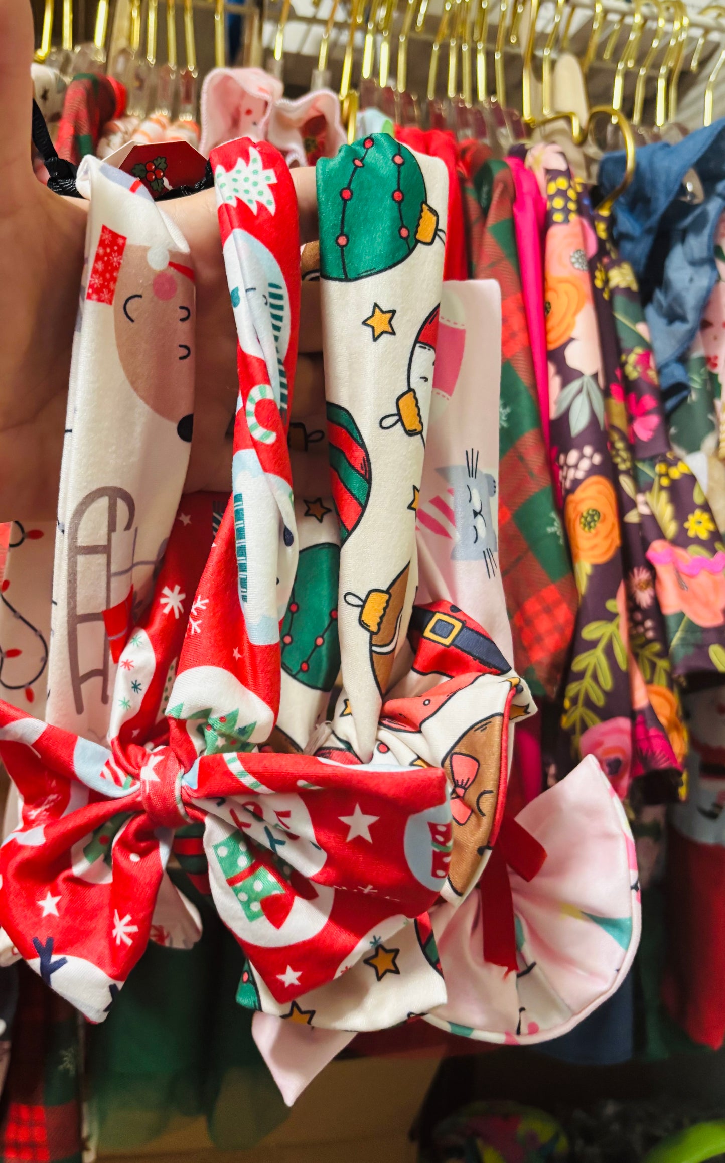 CHRISTMAS BOW HEADBAND-HOLIDAY PRINTS