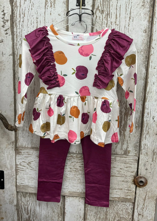 Apple Picking Party Pant Set Size 3T