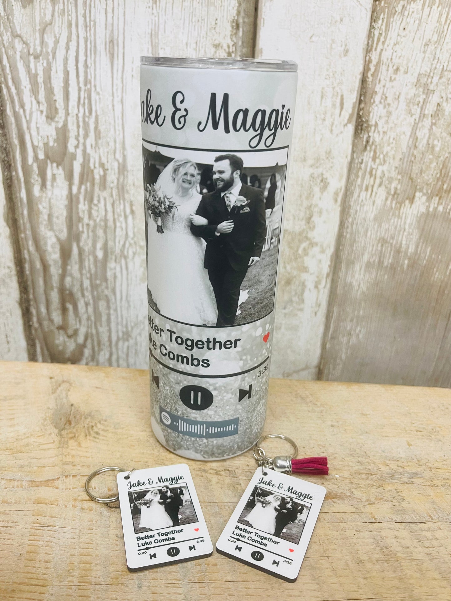 Custom Wedding Photo + Song Tumbler